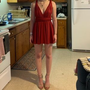 Red mini convertible dress